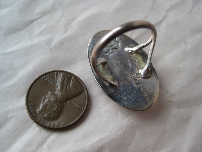 Turquoise Coral Sterling Ring Vintage Stone Shadow 925 Silver Size 7 14 Blue Native American