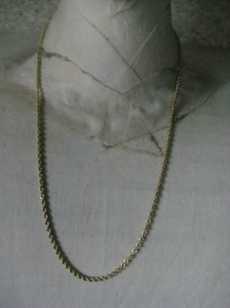 14K Yellow Gold Twisted Rope Link Chain Necklace Karat KT Solid Vintage 20 inches image 2