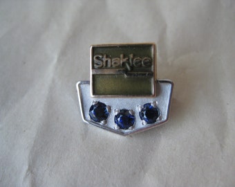 Shaklee 10K Solid Gold Pin Lapel Brooch Blue Stone Vintage Karat KT 20 Year Sapphire