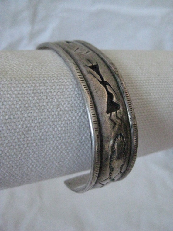 Native American Sterling Cuff Shadow Bracelet Vin… - image 2