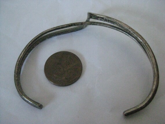 Split Wave Sterling Cuff Bangle Bracelet Vintage … - image 5