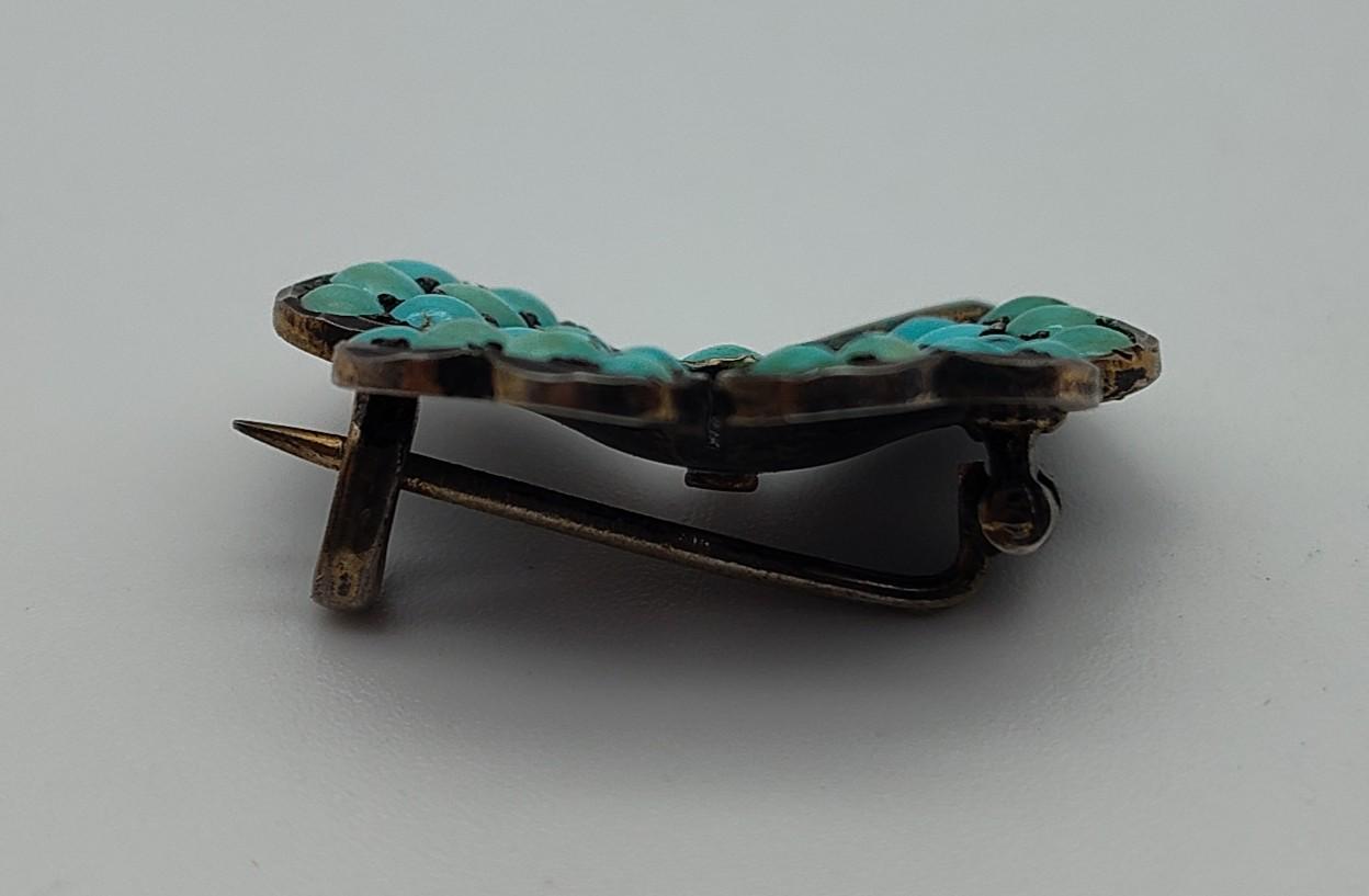 Vintage 1970s Turquoise four leaf clover pin Talisman Grandfather Clover Pendant - Turquoise – Retrouvai main image 3