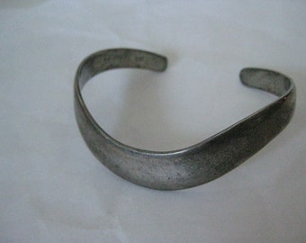 Curve Sterling Cuff Bangle Bracelet Vintage Silver 925 Mexico