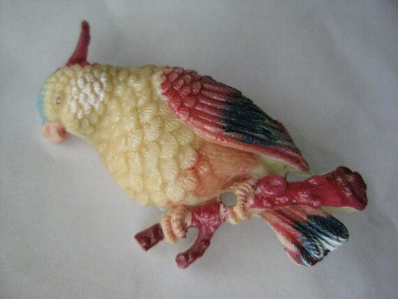 Bird Parrot Celluloid Plastic Occupied Japan Red … - image 1