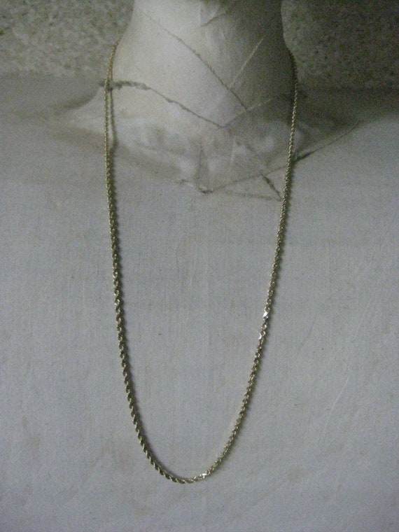 14K Yellow Gold Chain Rope Necklace Karat KT Soli… - image 1