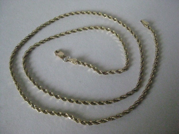 14K Yellow Gold Chain Rope Necklace Karat KT Soli… - image 3