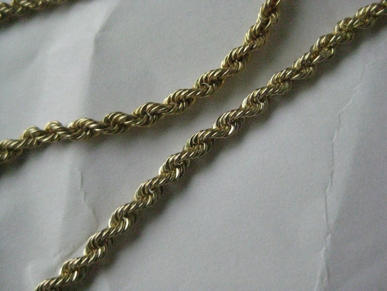 14K Yellow Gold Twisted Rope Link Chain Necklace Karat KT Solid Vintage 20 inches image 5