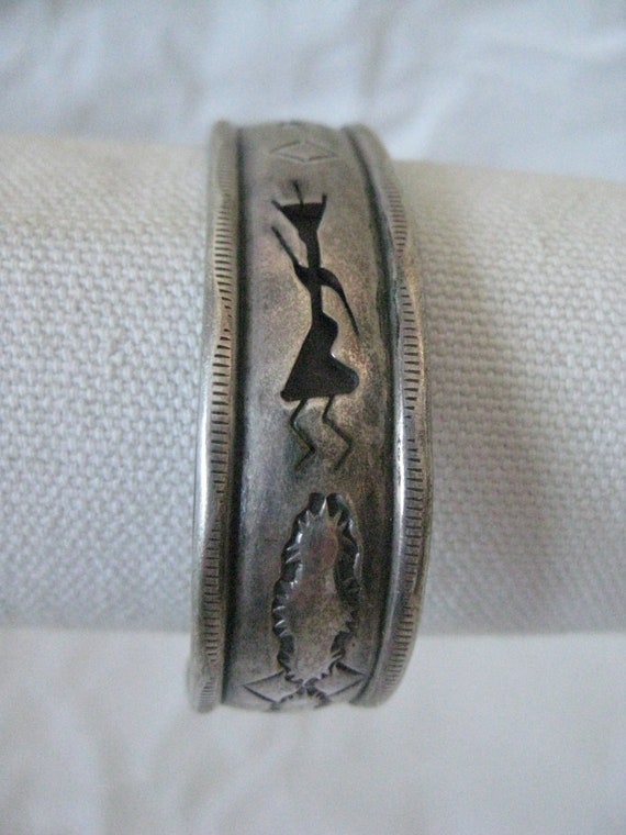 Native American Sterling Cuff Shadow Bracelet Vin… - image 3