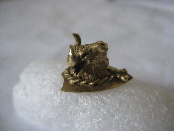 Bull 14K Yellow Gold Solid Pin Tie Tack Vintage K… - image 4