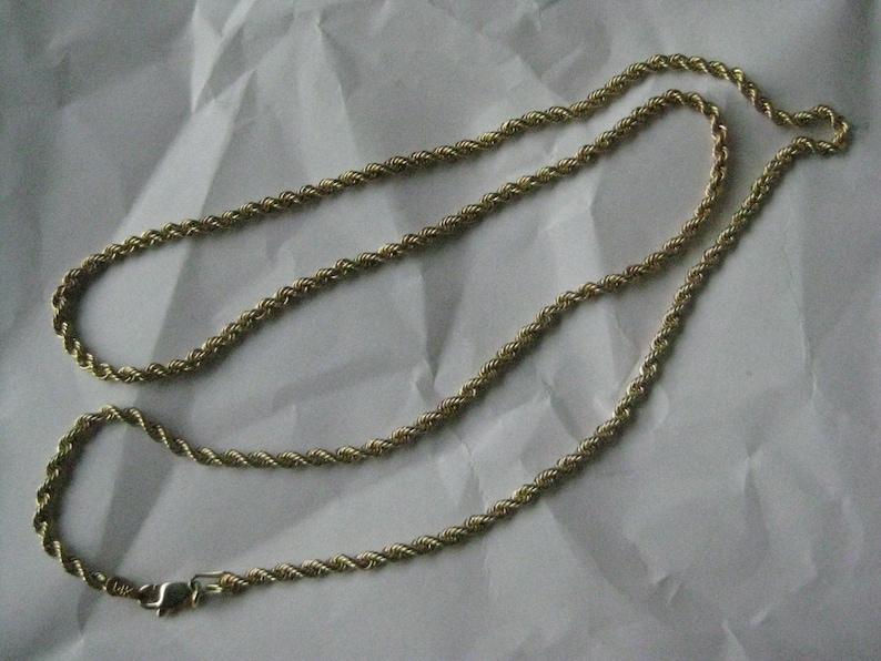 14K Yellow Gold Twisted Rope Link Chain Necklace Karat KT Solid Vintage 20 inches image 4