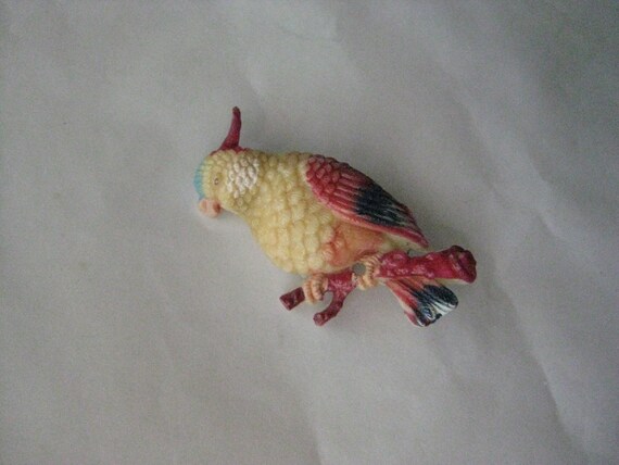 Bird Parrot Celluloid Plastic Occupied Japan Red … - image 2