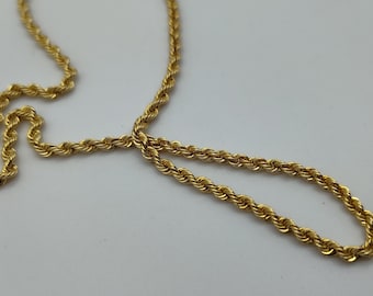 14K Yellow Gold Twisted Rope Link Chain Necklace Karat KT Solid Vintage 20 inches