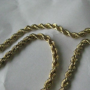 14K Yellow Gold Twisted Rope Link Chain Necklace Karat KT Solid Vintage 20 inches image 1