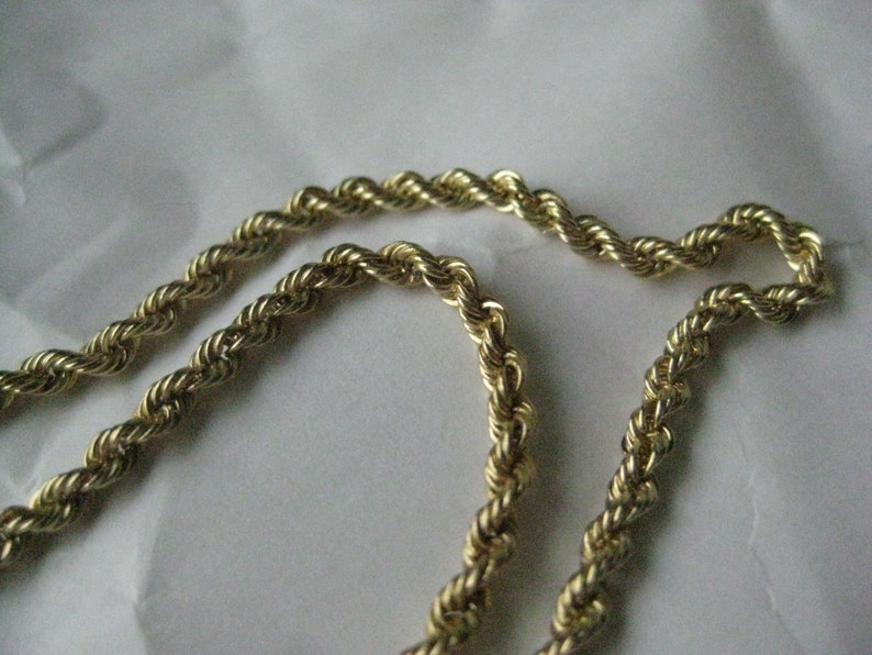 14K Yellow Gold Twisted Rope Link Chain Necklace Karat KT Solid Vintage 20 inches image 1