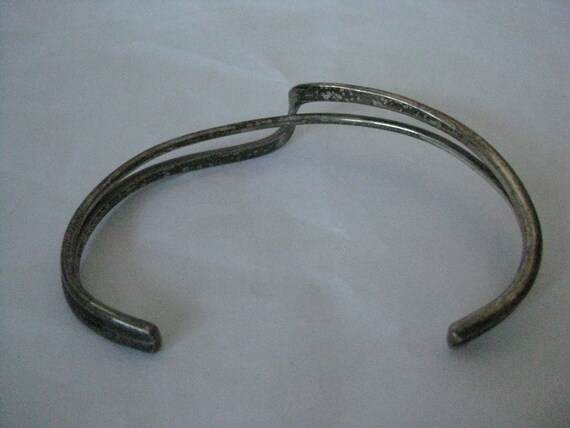 Split Wave Sterling Cuff Bangle Bracelet Vintage … - image 4