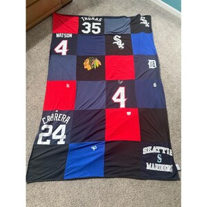 Custom Sports Team Patchwork T-Shirt Blanket MLB NFL NHL White Sox Tigers Texans