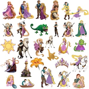 Lot de PNG enchevêtrés, Clipart Raiponce, Pascal PNG, ensemble de cliparts princesse Tangled, fond Transparent PNG, Design par sublimation