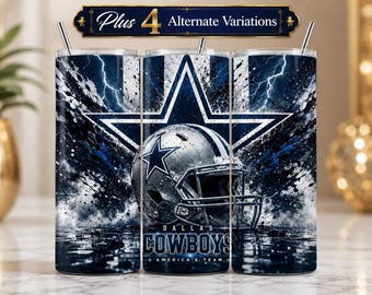 Dallas Cowboys Tumbler Wrap PNG, 20oz Skinny Football Digital Sublimation Design