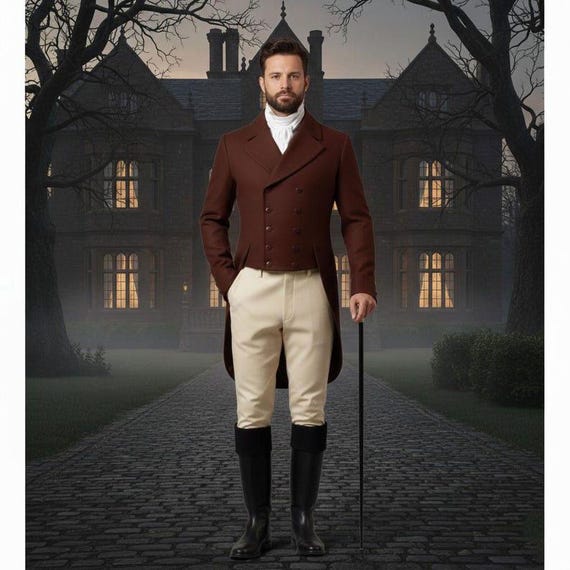 Regency Tailcoat — Mens Historical Coat — Bridgerton Costume & Victorian Aristocrat Attire — Mr Darcy Dress Jacket