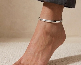 Sterlingzilveren armband enkelband, minimalistische ronde enkelband, moderne alledaagse sieraden