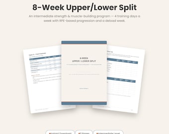 8-veckors Upper Lower Split-program | Styrketräning för mellannivå (digital nedladdning)