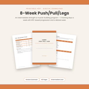 8-tygodniowy program Push Pull Legs | Trening siłowy na poziomie średnio zaawansowanym (wersja do pobrania w wersji cyfrowej)
