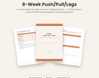 Programa de entrenamiento de fuerza de 8 semanas para piernas (empuje, tracción y piernas) / Entrenamiento de fuerza intermedio (descarga digital)
