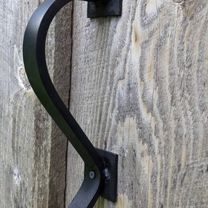 Single Gracefully Curved Hand Forged Blacksmith Made Door Pull- Vintage/Antique Wrought Iron Look