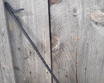 Hand Forged 24" Fire Poker for Campfires or Wood Stove with Scroll Handle