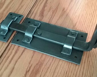 Hand Forged Strap Deadbolt Door Latch. Wrought Iron style for an antique/vintage look!