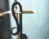 Hand Forged Fire Poker for Campfires or Wood Stove- Harpoon Tip and Gorgeous Scroll Handle