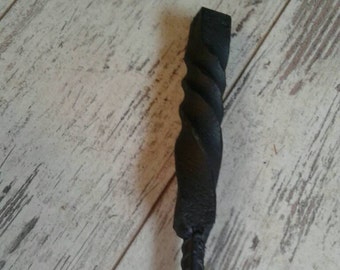 Heavy Duty Twisted Hand Forged Fire Poker for Campfires or Wood Stove- Made of Salvaged Rebar