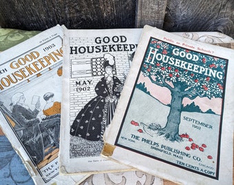 Set of 3 Good Housekeeping Magazines 1902-1903. Vintage fashion and advertising!