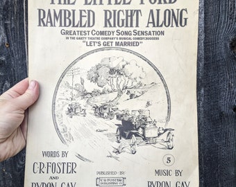 The Little Ford Rambled Right Along Antique Sheet Music