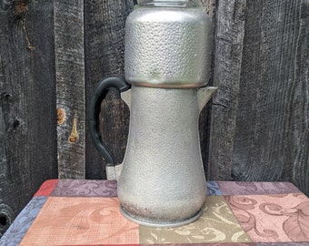 Vintage Guardian Ware Cast Aluminum Percolator Coffee Pot and Carafe Hammer Finish