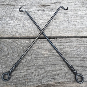 Hand Forged Steak Turner, Grill Tool or Small Fire Poker. Vintage/Antique Wrought Iron Look. Left or Right Handed