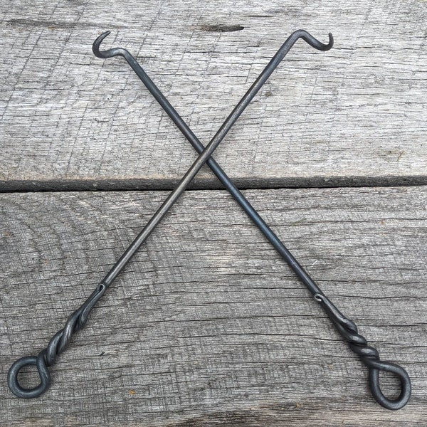 Hand Forged Steak Turner, Grill Tool or Small Fire Poker. Vintage/Antique Wrought Iron Look. Left or Right Handed