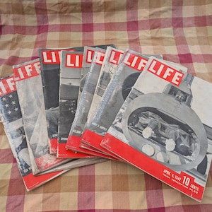 Set of 9 Life Magazines from April -June 1942. World War II Photos and History