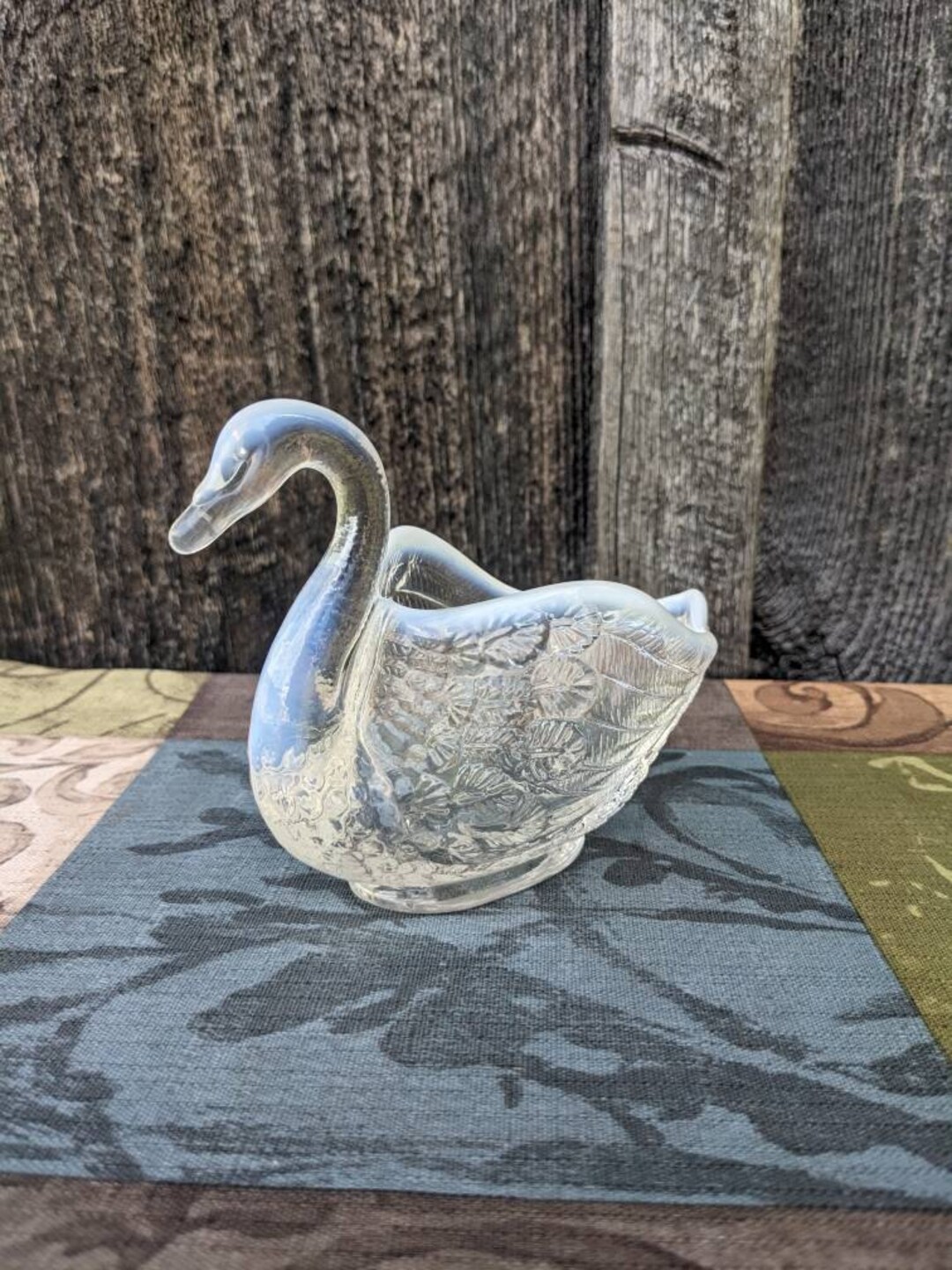 Fenton Opalescent Carnival Glass Swan Etsy