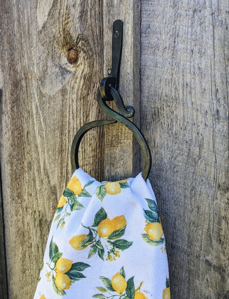 Circular Hand Forged Kitchen or Bathroom Hand Towel Holder. | Etsy