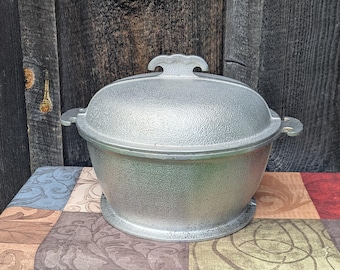 Large 10" Hammered Cast Aluminum Guardian Service Roaster with Lid Vintage 1930s Cookware