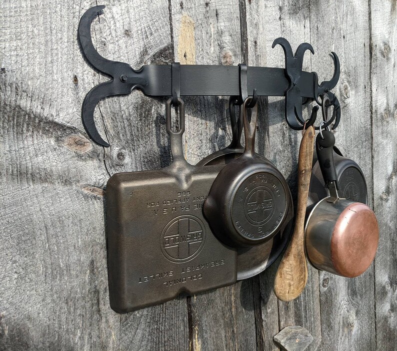 Hand Forged Metal Wall Mounted Pot Rack- Antique/vintage Look, Made by ...