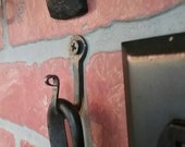Set of Four Sturdy Hand Forged Hooks made from Horseshoe Nails. Vintage Antique Wrought Iron Look, Great Key Hook or Cast Iron Display.