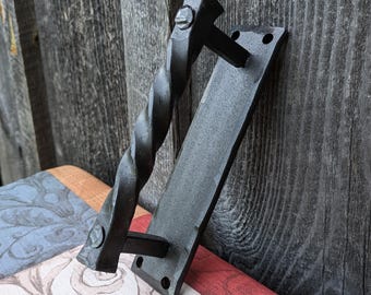 Hand Forged Twisted Steel Door Pull – Blacksmith Made 6.25" Handle