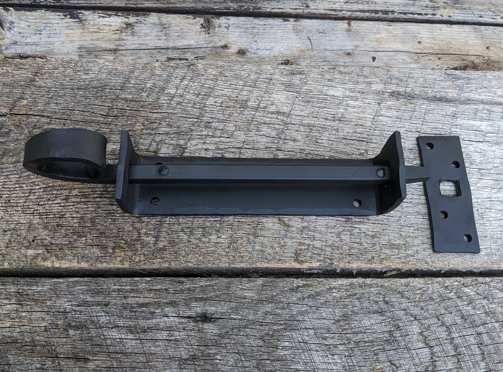 Hand Deadbolt Door Latch. Wrought Iron style for an Etsy