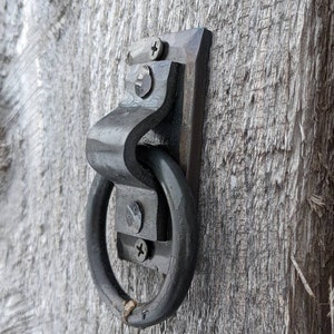 Single Small Brazed Round Ring Hand Forged Handle, Door Pull, Trunk Handle, Tie Down