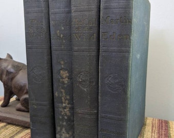 Antique Set of 4 Jack London Novels- White Fang, Call of the Wild, The Sea Wild and Martin Eden, 1916