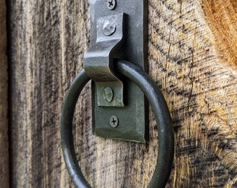 Single Large Brazed Round Ring Hand Forged Handle, Door Pull, Door Knocker, Tie Down