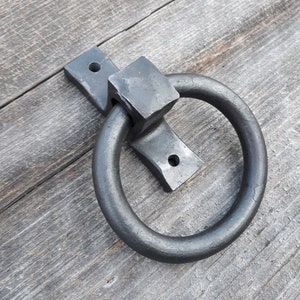 Single Round Ring Hand Forged Handle, Door Pull, Door Knocker, Tie Down