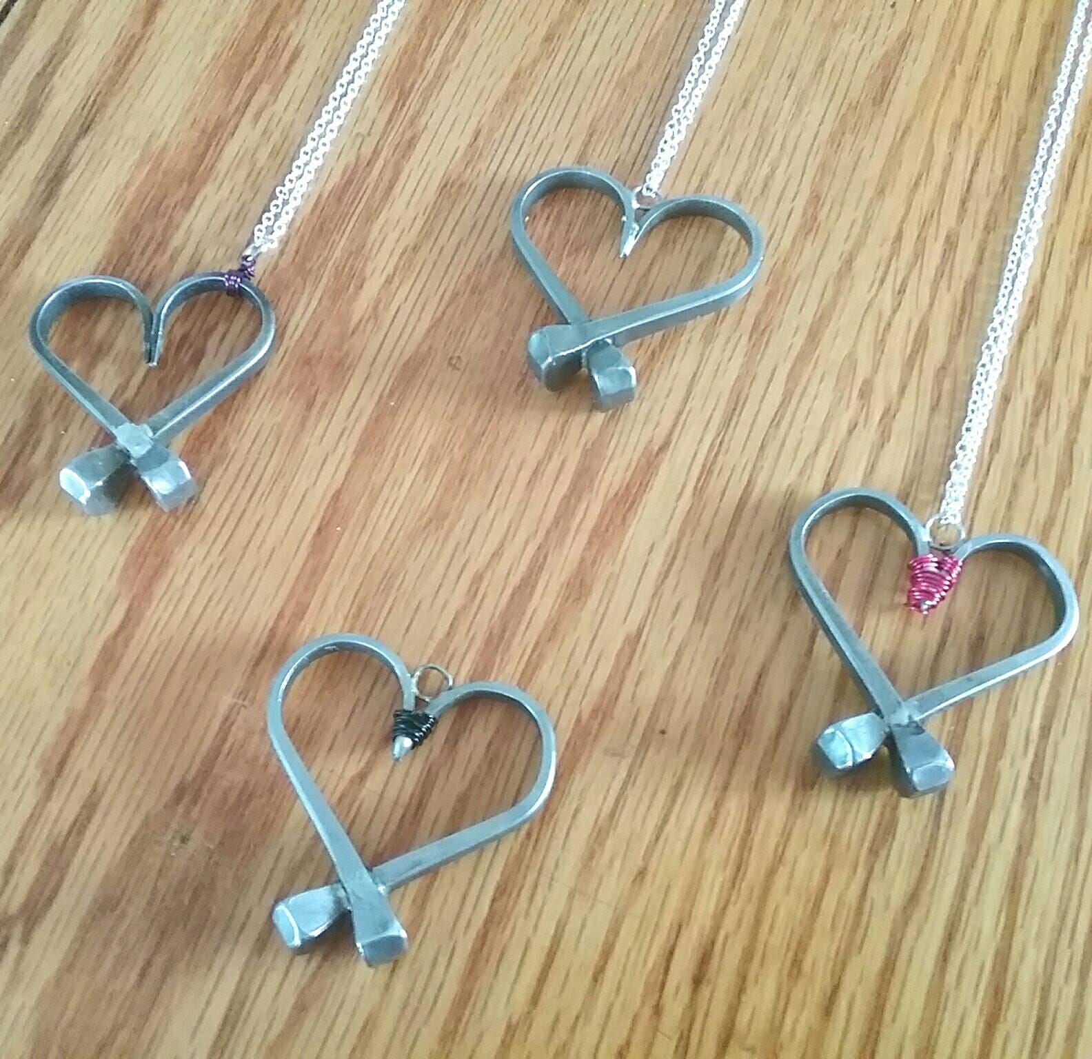 Hand Horseshoe Nail Heart with Wire Accent on Silver Etsy
